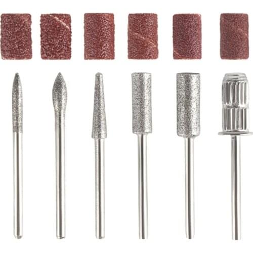 27RC 6pcs/set Nail Drill Bits Portable Electric Nail File Acrylic Gel Diamond Cuticle Remove Tools for Manicure Pedicure