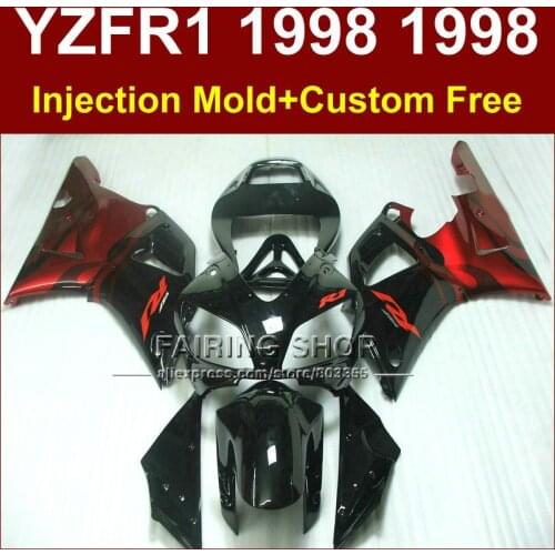 Glossy black red Injection molding motorcycle fairings kit for YAMAHA 1998 1999 YZFR1 YZF R1 YZF1000 98 99 fairing parts U8KI
