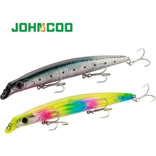 JOHNCOO 140mm 20g Minnow Wobblers Artificial Bait Seabass lure Suspending Fishing Lure 3D Eyes Hard Bait 3 Hooks for pike