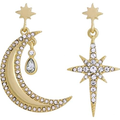Joolim High End Gold Color Moon Star Dangle Earring Medium Earring Simple Trendy Earring