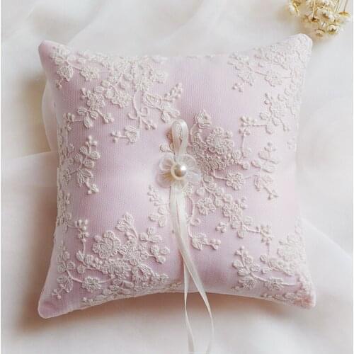 Top quality pink lace Wedding Supplies Ring Pillow flower Pincushion rings Cushion Festive Party DIY Decorations Various Size