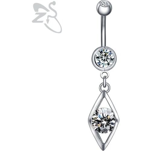 Sexy Women Navel Piercing Ring Crystal Bell Belly Button Ring Piercing Jewelry Cubic Zirconia Stainless Steel Women Body Jewelry