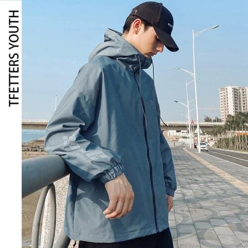 TFETTERS Brand Autumn Fashion Dazzling Wind Breaker Jacket Men Reflective Letter Print Design Streetwear Oversize Coat Men