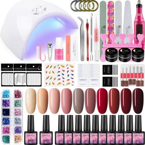 Manicure Set For Nail COSCELIA Gel Nail Polish UV Gel All For Manicure Lamp For Drying Nails Building Nail Art Starter Tool Kit