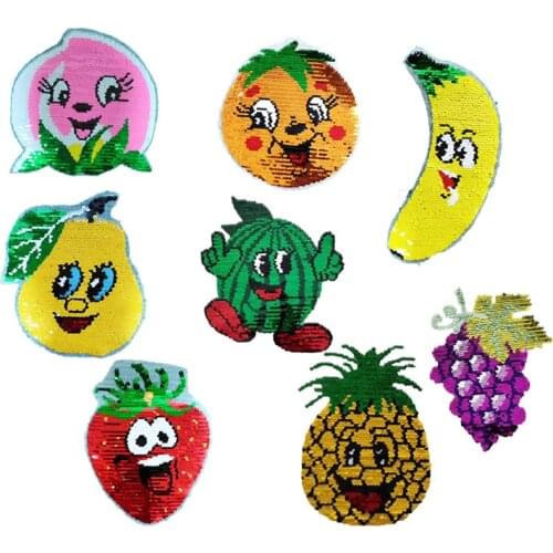 50pcs/Lot Embroidery Patches Letters Clothing Decoration Accessories Cartoon Fruit Sequins Diy Iron Heat Transfer Applique