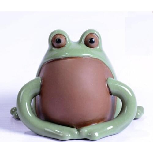 New Gift Cartoon Purple Clay Frog Tea Pet Tea Accessory Pets Ge Kiln Pottery Teaware Art Collection Home Decoration Artist