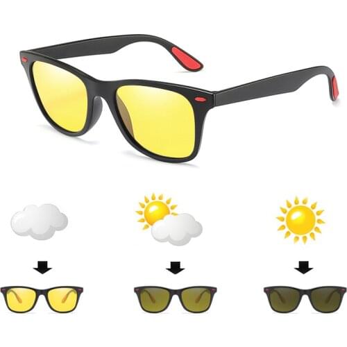 Top Quality Polarized Photochromic Sunglasses with Case Women Square Sun Glasses Men Night Vision UV400 Driving Goggles