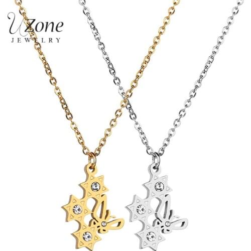 UZone Exquisite stainless steel Hexagram butterfly Pendant Necklace Charm CZ Stone Suspension Necklace For Wedding Present