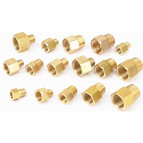 1/8" 1/4" 3/8" 1/2" NPT Female To Male BSP Brass Pipe Fitting Adapter For Pressure Gauge Gas Fuel Water