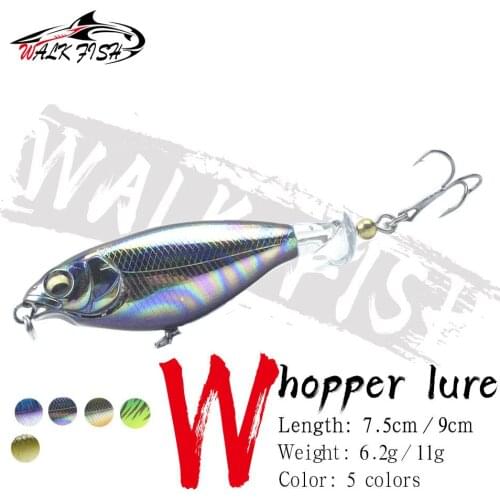 WALK FISH 6.2g 11g Whopper Plopper 75mm 90mm Popper Fishing Lure Spinner Fishing Baits Rotating Tail Bait Artificial Bait
