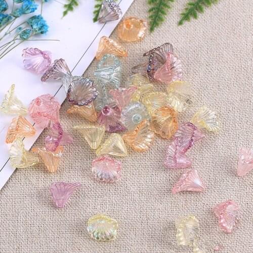 30pcs 11x12mm Transparent 3D Acrylic Leaf Petals Flower Frosted Acrylic Spacers Beads For Wedding Earring DIY Makeing Accessory