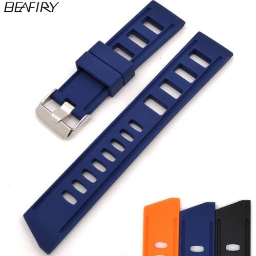 BEAFIRY Watch Band 20mm 22mm Silicone Rubber Straps Watchbands Waterproof Sweatproof for men women black blue orange for huawei