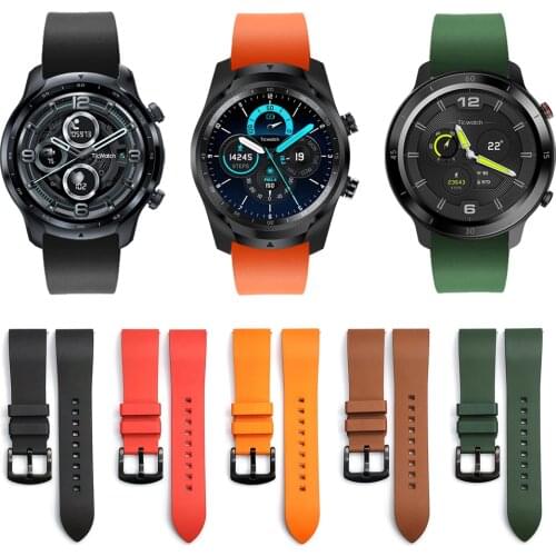 High quality Fluorine Rubber Strap For TicWatch Pro 2021/Pro 3 Watchband Bracelet For Ticwatch GTX/S2/E2 Silicone Band Straps