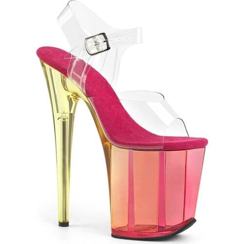 Gladiator Sandals 20CM Thin High Heels Shoes Fall Best Street Look PVC Buckle Strap waterproof Party Wedding womens shoes 2020