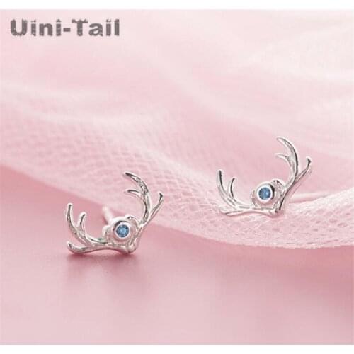 Uini-Tail hot new 925 sterling silver small fresh elk earrings fashion sweet romantic cute animal deer ear jewelry wholesale
