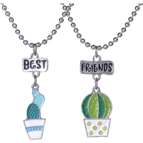 Cute Potted Plant Simulation BFF 2 Pendant Necklace Resin Best friends Friendship Jewelry Fashion Souvenir Gifts For Kids 2018