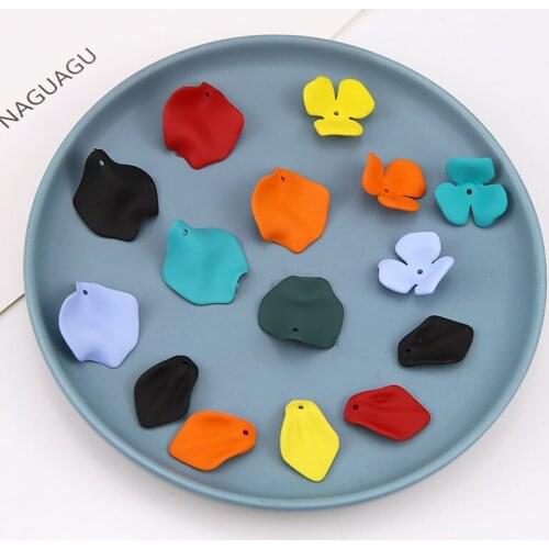 DIY handmade jewelry accessories frosted spray paint color irregular leaves flower pendant earrings material metal charms 20pcs