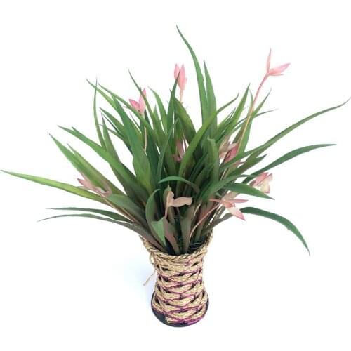 1pc Artificial Orchid Flower Stem Realistic Home Ornaments Simulation Orchid Leaves Faux Leaf Stem Wedding Bouquet Party Decor