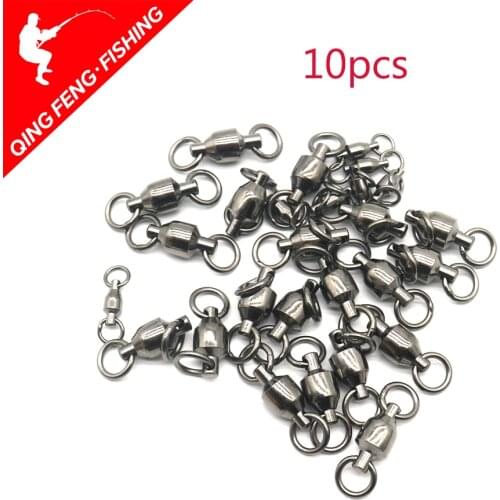 10pcs Heavy Duty Ball Bearing Barrel Fishing Rolling Swivel Stainless Steel Connector Solid Ring Size 0 to 8