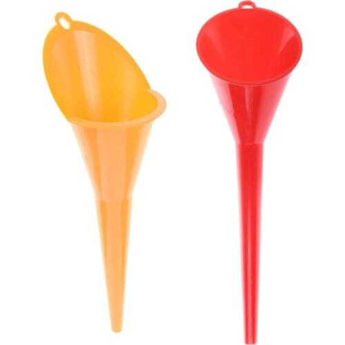 2Pcs Car Fueling Funnel Gasoline Engine Oil Additive Motorcycle Agricultural Machinery Funnel - Yellow & Red