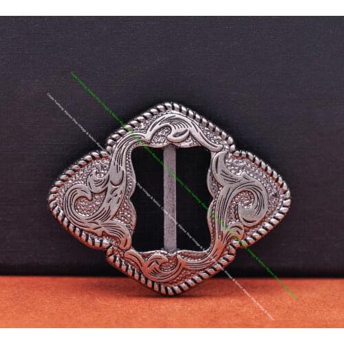 6X Antique Silver Western Rodeo Flower Engraved DIY Leathercraft Saddle Tacks Halter Slotted Concho Bridle Belt Clasp Buckle