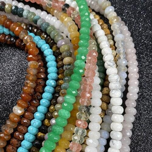 80Pcs Natural Stone Beads Abacus Section Semi-precious Loose Beads For DIY Necklace Bracelet Anklet Jewelry Accessory Making