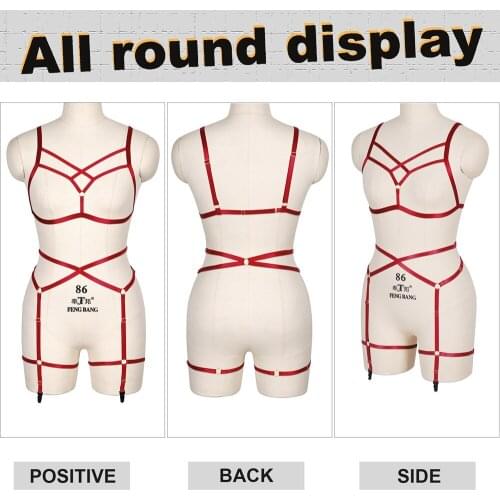 Full Body Bondage Harness Belt Sexy Lingerie Set For Women Gothic Costume Suspenders Garters Belt Erotic Accessories Hollow Bra