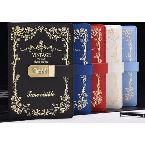 A5 Password Notebook With Lock Diary Contracted Art Students Retro Style Notebook Notebook Creative School Office Supplies
