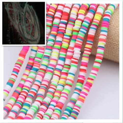 6mm 16inch DIY Luminous Jewelry Findings Polymer Clay Beads Rubber Spacer Beads For Boho Jewelry Making Bracelet Accessory