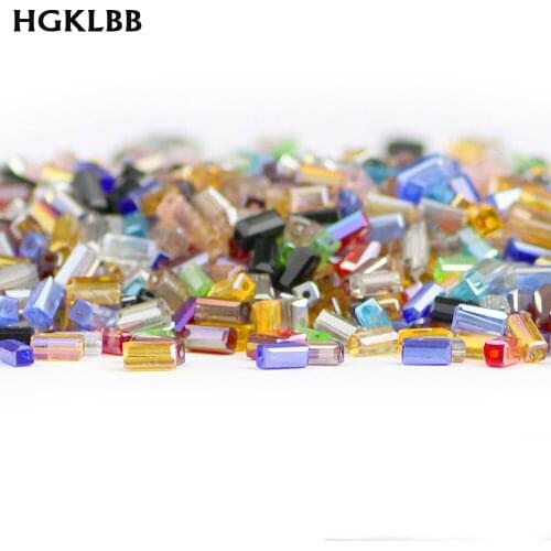 HGKLBB 100pcs Rectangle Austrian crystal beads 2*4mm Square glass Loose Spacer beads for Jewelry making bracelet Accessories DIy