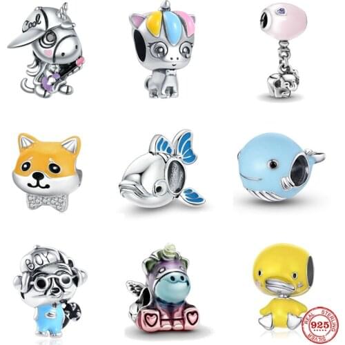 New Silver 925 Ice Cream Rainbow Apple Pizza Dangle Charms Beads Fit Original Pandora Bracelet DIY Pendants Jewelry For Women