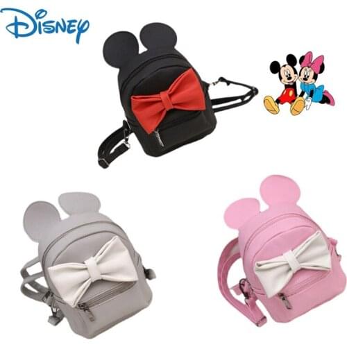 Disney Mickey Minnie Childrens Backpack Cute Bowknot Baby School Bag Mini Ears Shoulder Diagonal Multi-purpose Female Bag