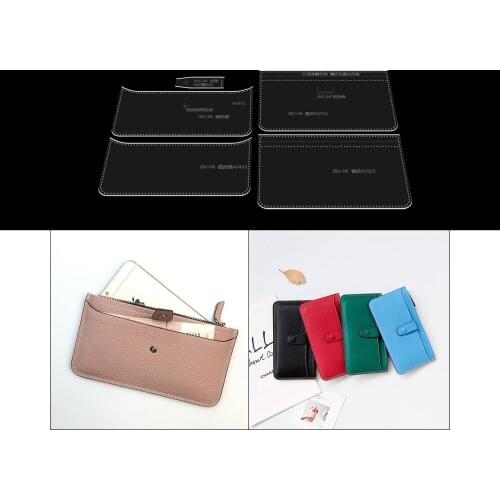 Diy Handmade Leather Goods Acrylic Type Drawing Mobile Phone Bag Long Purse Female Silver Clip Clutch Bag Drawing Template