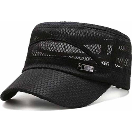 Women Men Flat Hat Unisex Summer Breathable Mesh Cap Solid Color Sunhat Casual Head Cover Outdoors Fishing Sport Sunscreen Caps