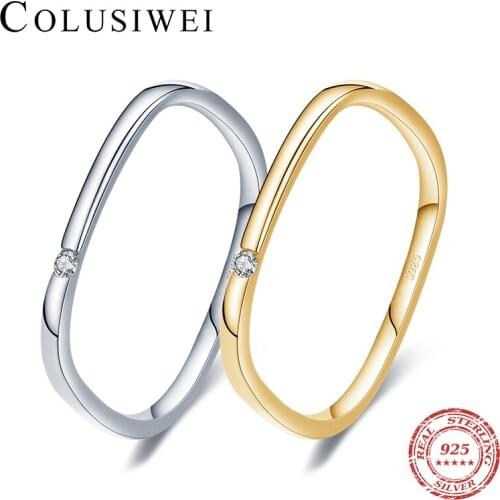 Colusiwei 2021 New Wedding Egagement Stackable 925 Sterling Silver Square Finger Rings for Women Bride Fashion Original Jewelry