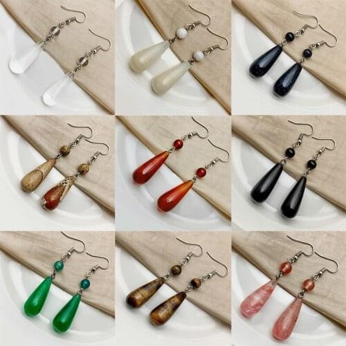 Korean Earrings for Women Natural Stone Water Drop Shape Simple Jewelry Fashion Earrings Party Gift Earrings 2021 Trend