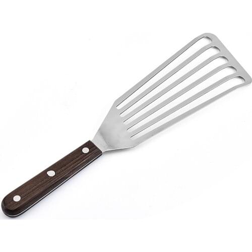 Fish Spatula Steak Shovel For Meat BBQ Two Sizes 2pcs Fry Long Time Use Stainless Steel Material Hollow Design Kitchen Tool