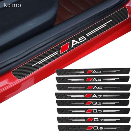 Carbon Fiber Door Sills Guards Sticker For Audi Sline A3 A4 A5 A6 A7 A8 TT Q3 Q5 Q7 A1 B5 B6 B7 B8 B9 8P C6 C5 C7
