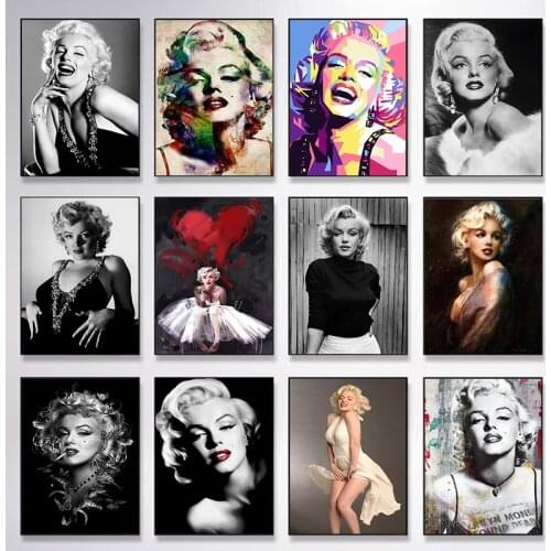 Classic Movie Star Canvas Painting Marilyn Monroe Black White Posters and Prints Wall Print Art Mural Home Decor