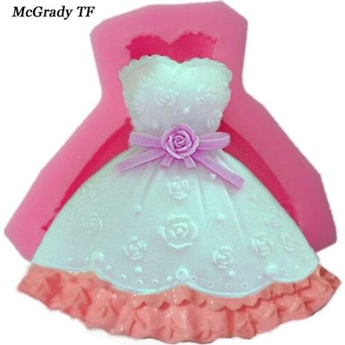 Beautiful Wedding Dress Princess Dress Silicone Molds Fondant Cake Decoration Mold Baking Utensils Tools