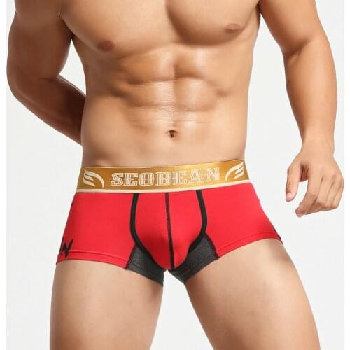 New Brand SEOBEAN Mens Low Rise Cotton Sexy Boxer Trunk Underwear