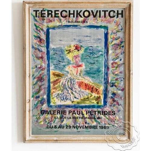 Constantin Terechkovitch Exhibition Museum Poster, Women Portrait Prints, Galerie Petrides Aquarelles Wall Hanging Home Decor