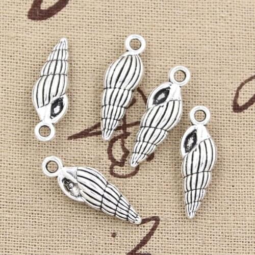 15pcs Charms Conch Shell 24x8mm Handmade Craft Pendant Making fit,Vintage Tibetan Silver color,DIY For Bracelet Necklace