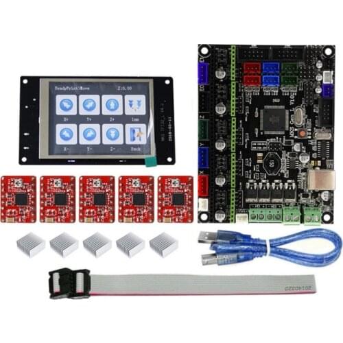 KuaiJieWei 3D TFT32 Full Color LCD Touch Screen + MKS-GEN L Mainboard with 5Pcs Red A4988 Driver 3D Printer Controller Board Kit
