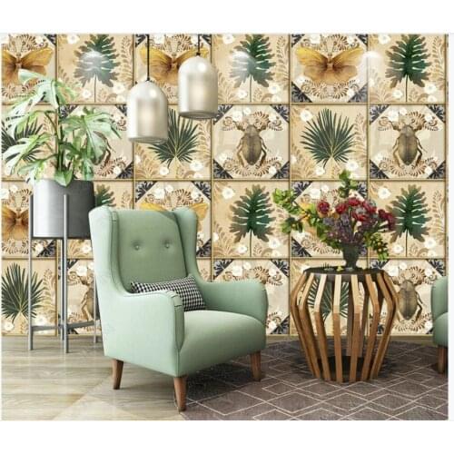 Custom photo wallpaper for walls 3 d murals Modern European retro plant leaf background wall papers home decoration painting