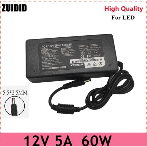 12V5A 60W AC 100V-240V Converter Power Adapter Power Supply DC 5.5mm x 2.5mm For CCTV DVR LCD And LED Strip Light