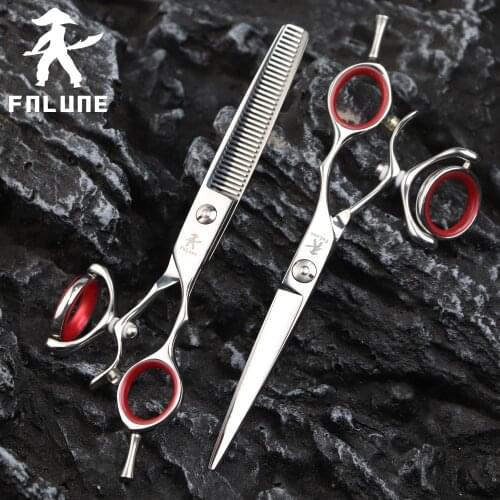 FnLune 6.0 japan steel Professional Hair Salon Scissors Cut Barber Accessories Haircut Thinning Shear Hairdressing Tool Scissors