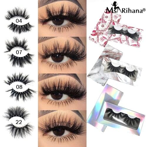 20/50/100 Pairs Fluffy Fake Eyelashes 25MM Wholesale Dramatic 8D Mink Lashes Packaging Box 5D Magnetic Eyelashes Natural Makeup
