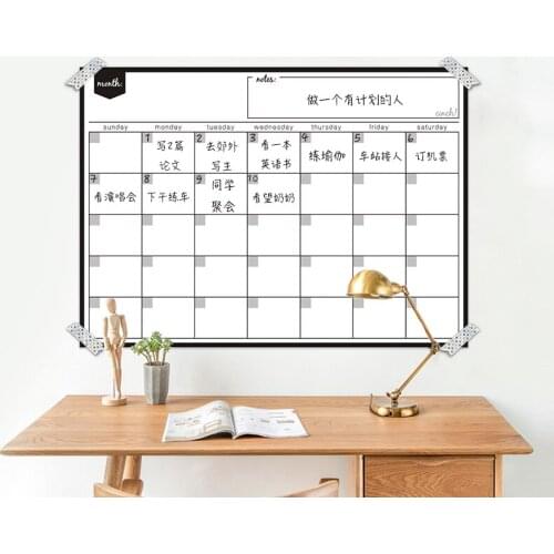 30cm*42cm 2019 Modern Student Rewritable Wall Sticker For Month Calendar Office School Dry Erase Board Monthly Plan Schedule