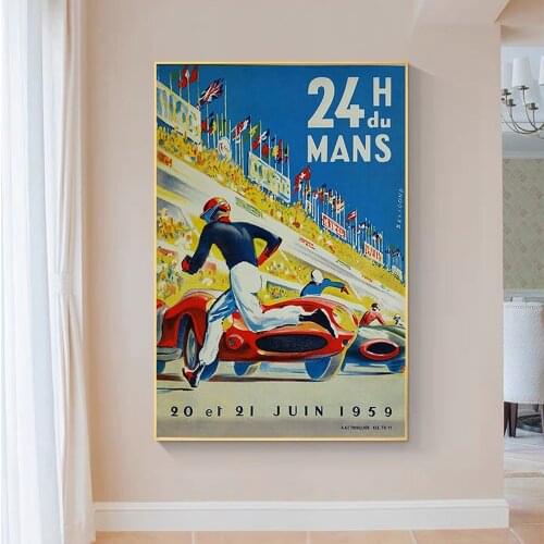 SP003 Silk Cloth Wall Poster 1959 Le Mans Race Car Vintage Style Auto Racing Art Home Decoration Gift